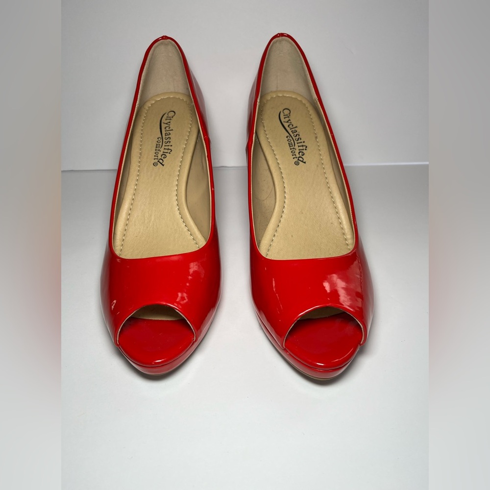 New Bold Red Peep Toe Heels size 10